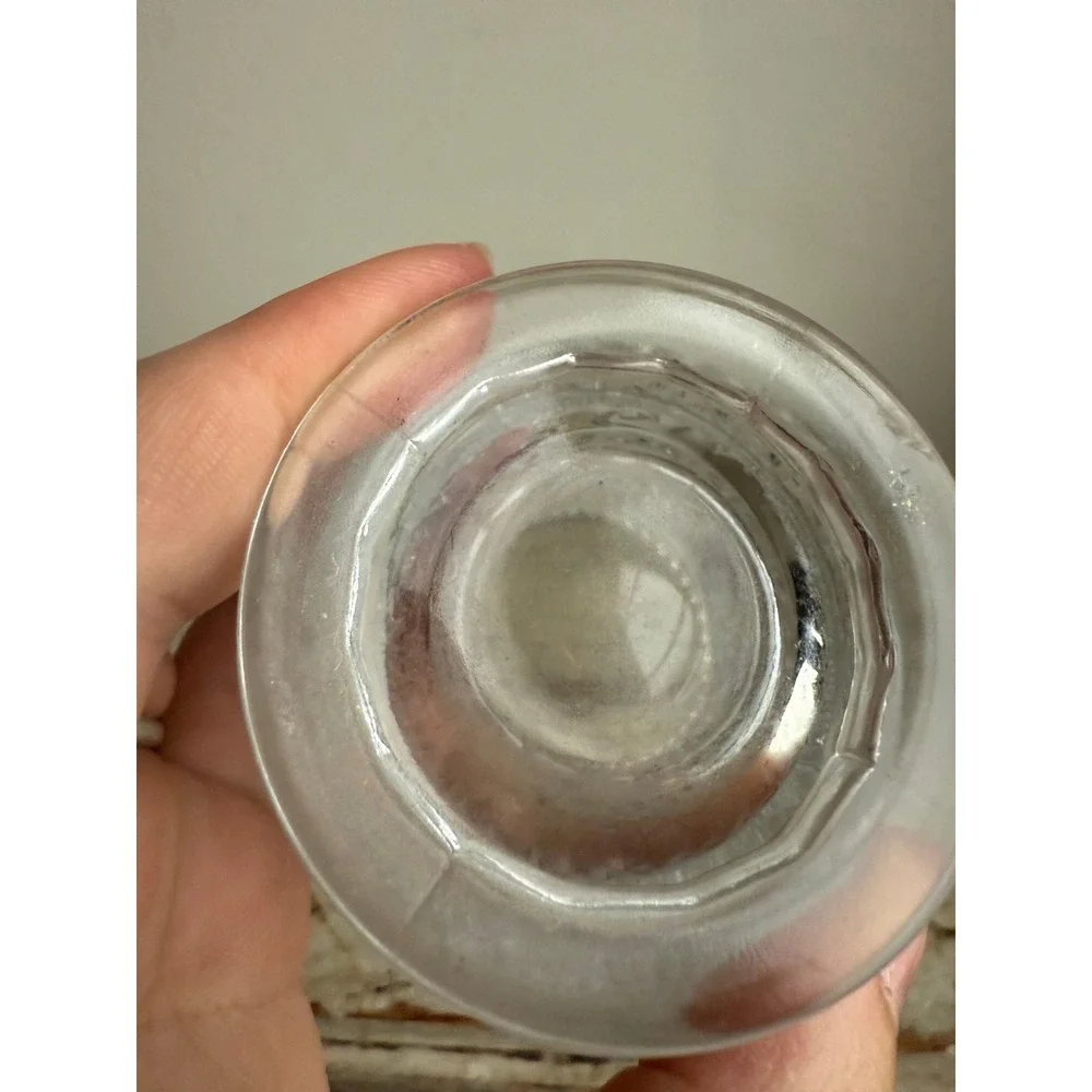 Vintage EAPG Clear Pressed Glass Spooner Floral Scroll Scalloped Rim